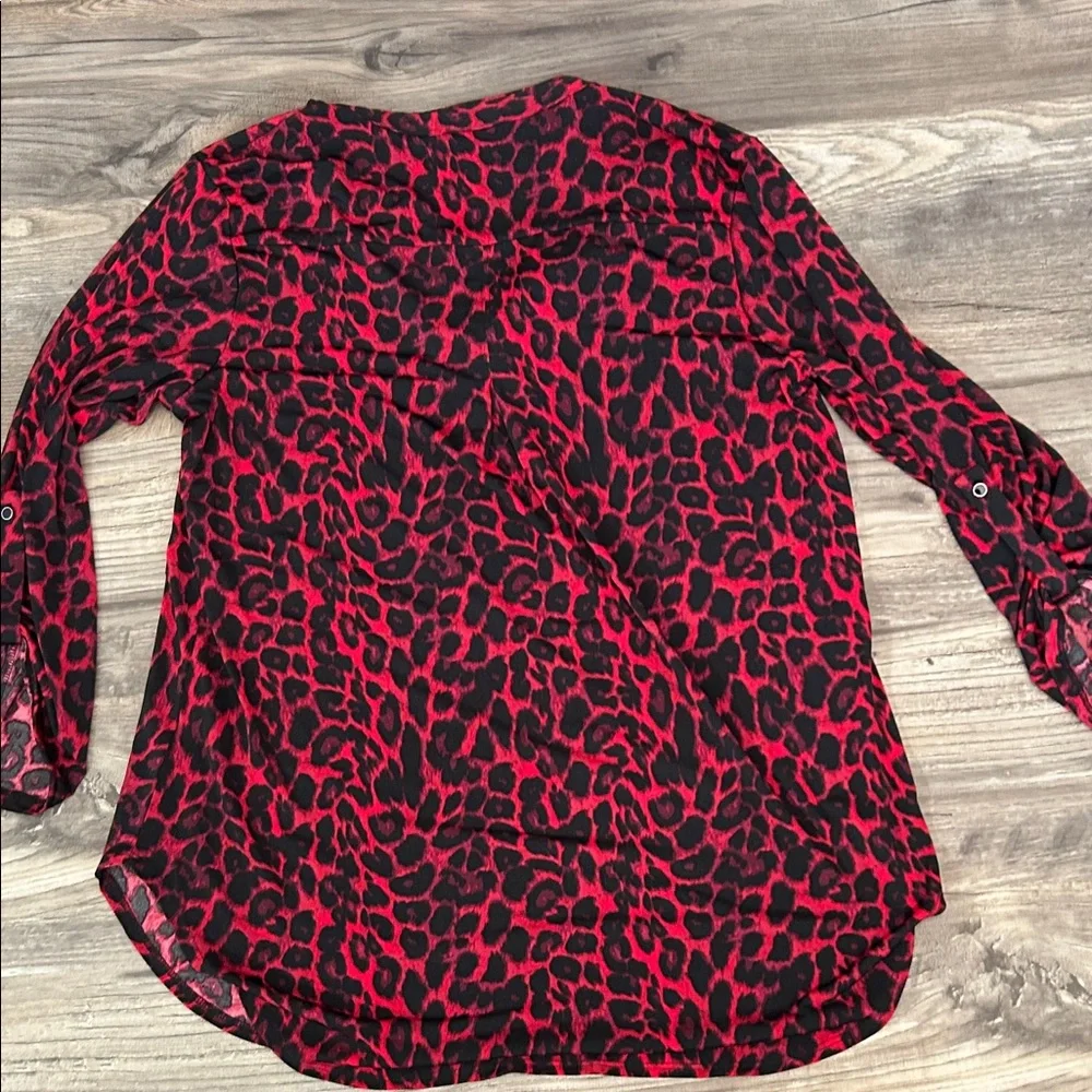 Cato Red and Black Animal Print Blouse - Picture 4 of 4